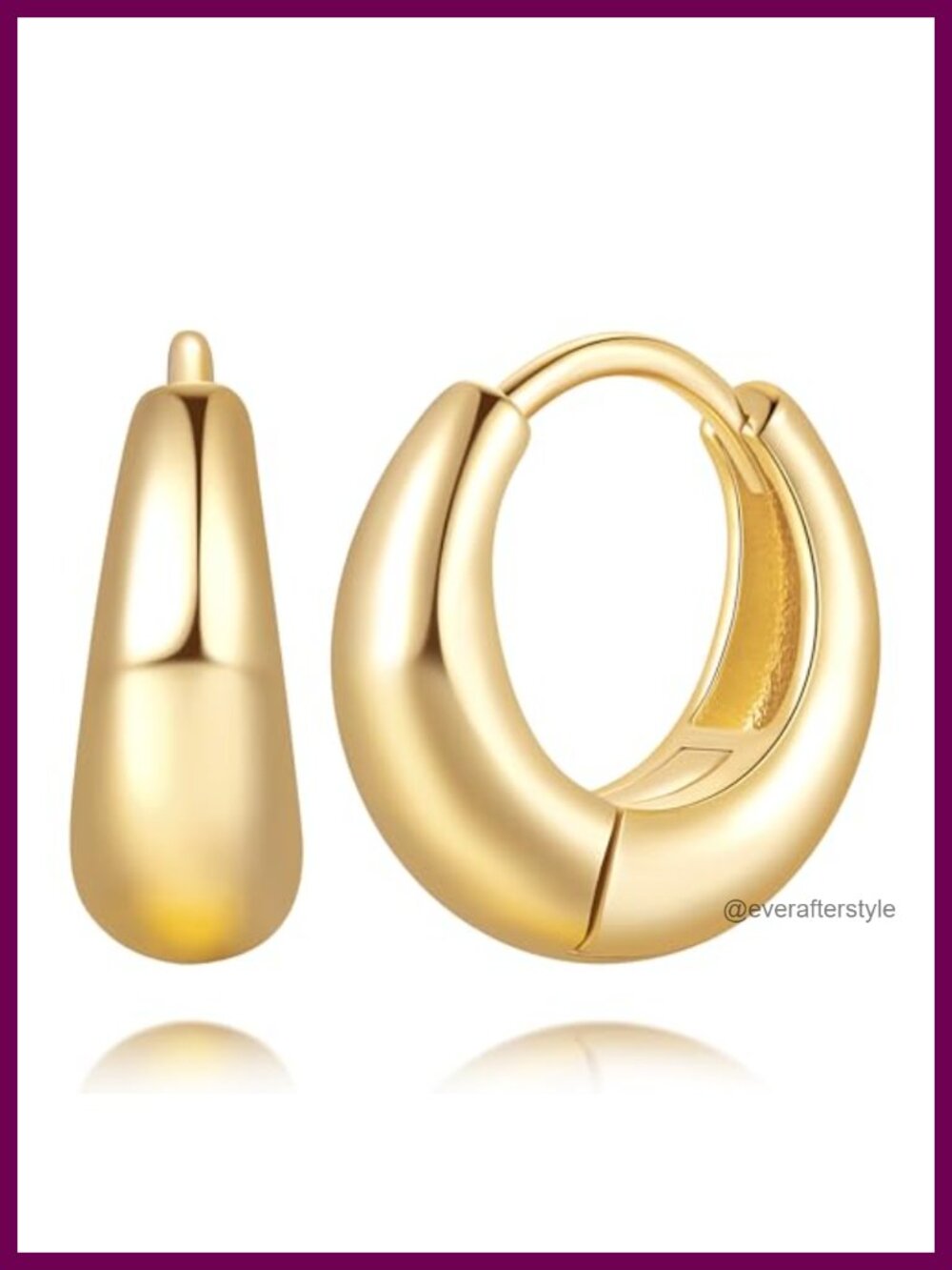 14K Gold Plated Hoop Earrings Huggie Chunky Earrings for Women